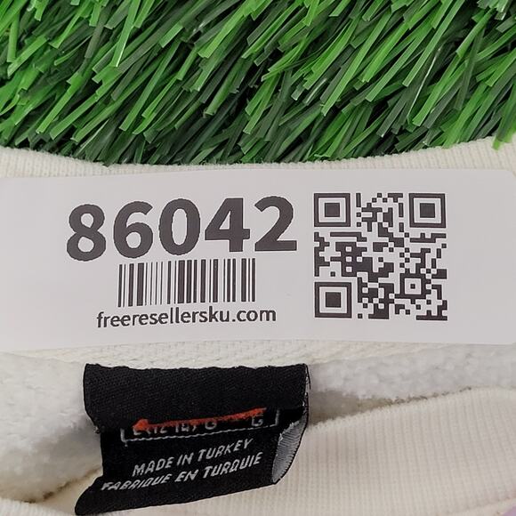 NIKE Chest-Swoosh Sweatshirt Womens Large 22x23 Boxy Baggy Ivory - Picture 6 of 15